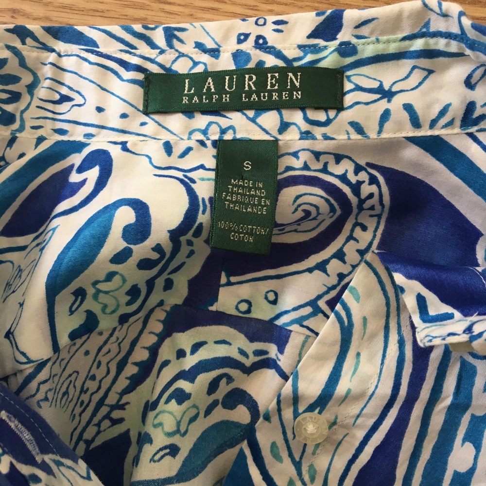 NWT Lauren Ralph Lauren Cotton Paisley Shirt - Picture 4 of 6